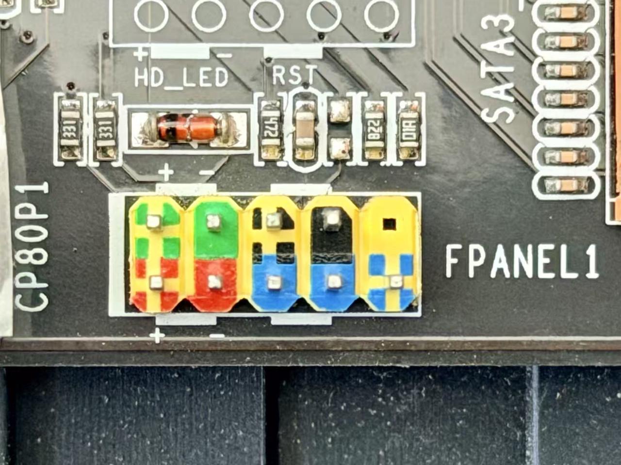 Motherboard F_PANEL header example