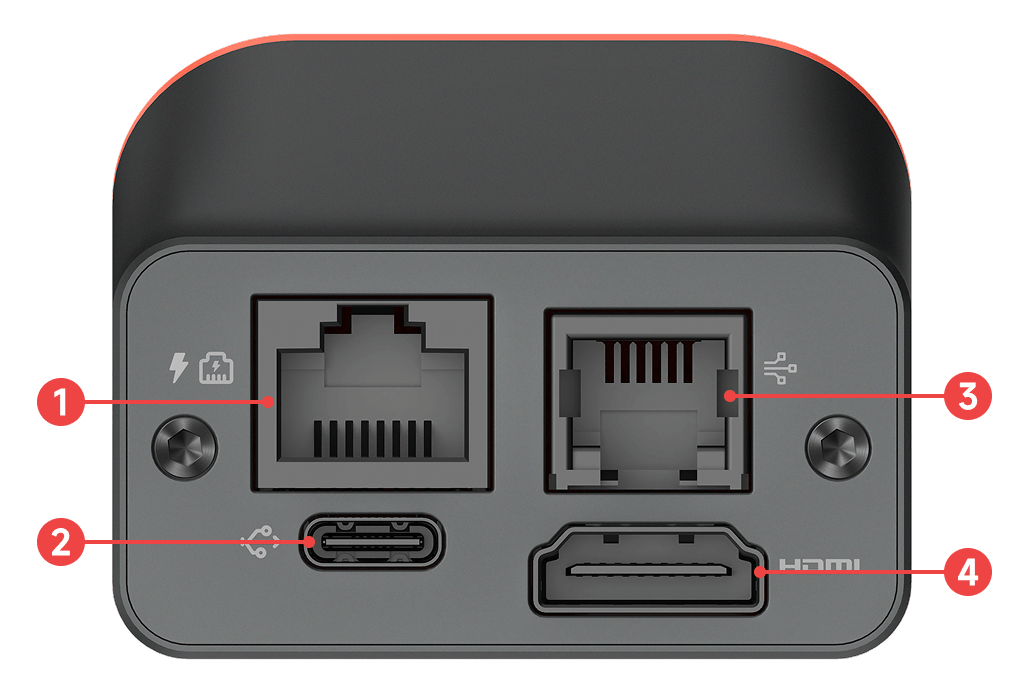 ArkKVM rear ports view showing Ethernet, USB-C, RJ12, and HDMI
